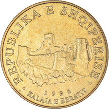 Coin, Albania, 10 Lekë, 1996, Rome, AU(55-58), Aluminum-Bronze, KM:77