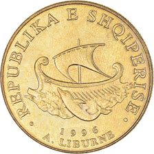 Moeda, Albânia, 20 Leke, 1996, AU(55-58), Alumínio-Bronze, KM:78
