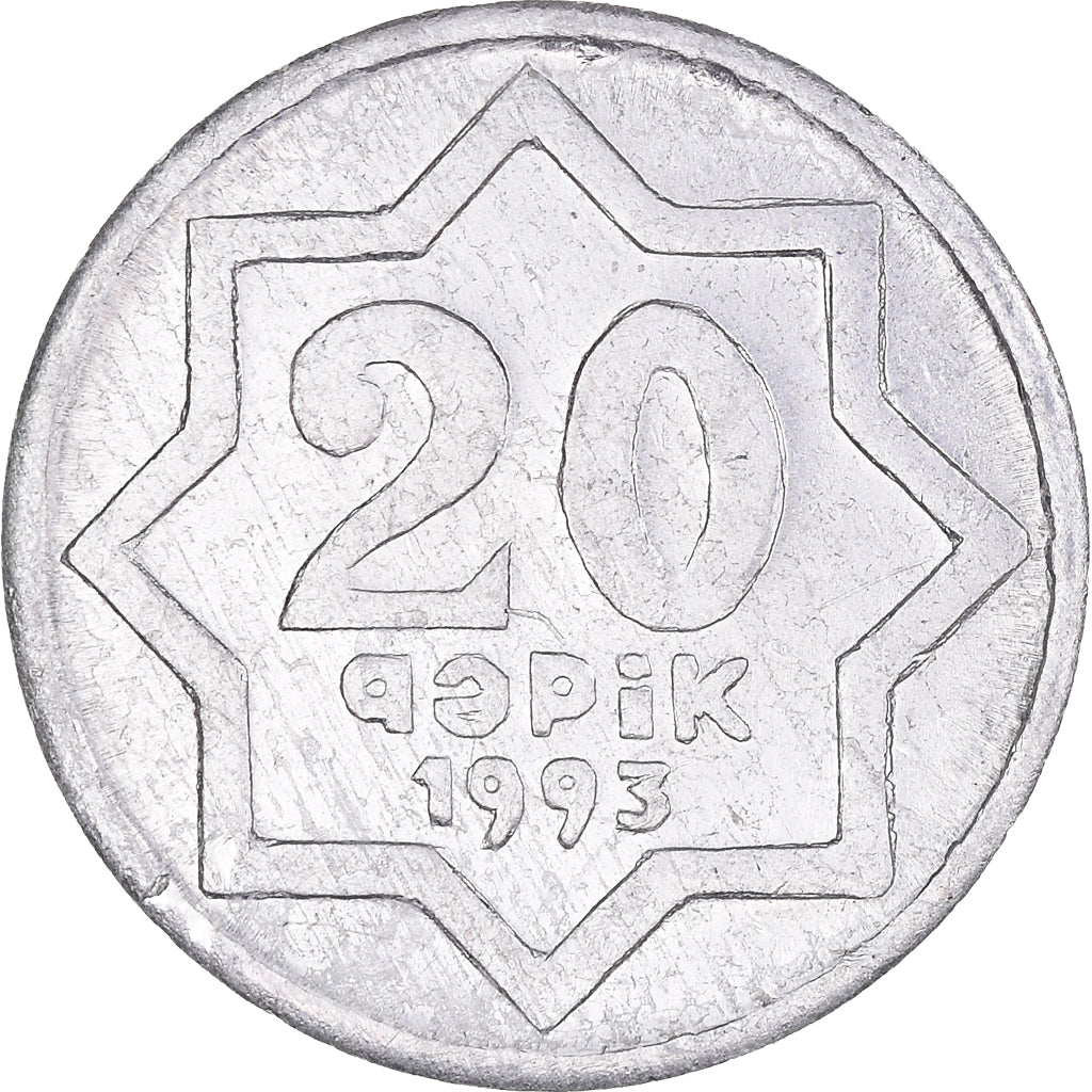 Monnaie, Azerbaïdjan, 20 Qapik, 1993, TTB+, Aluminium, KM:3a