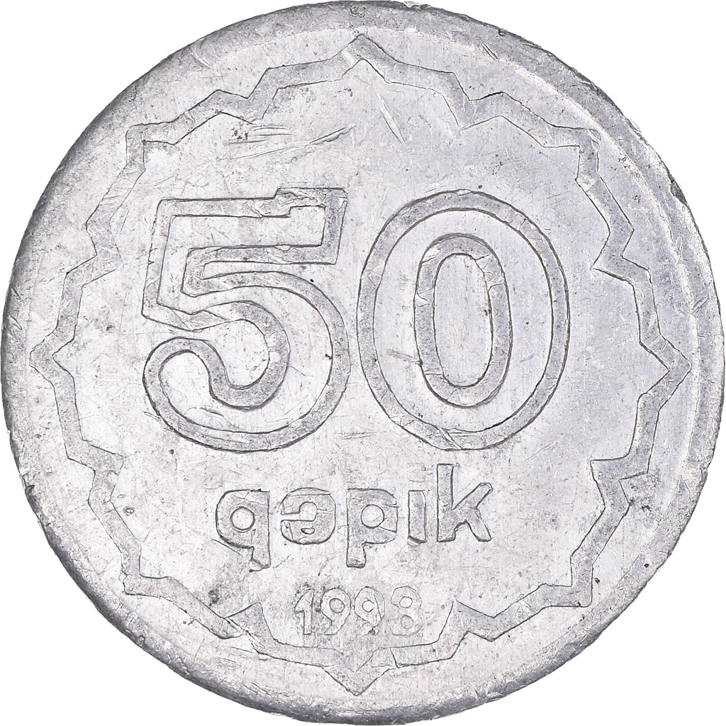 Monnaie, Azerbaïdjan, 50 Qapik, 1993, TB+, Aluminium, KM:4a