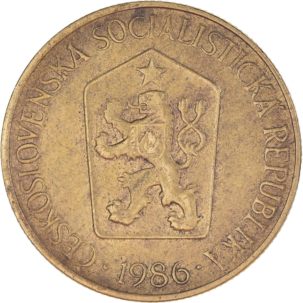 Moeda, Checoslováquia, Koruna, 1986, AU(55-58), Alumínio-Bronze, KM:50