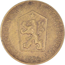Moeda, Checoslováquia, Koruna, 1986, AU(55-58), Alumínio-Bronze, KM:50