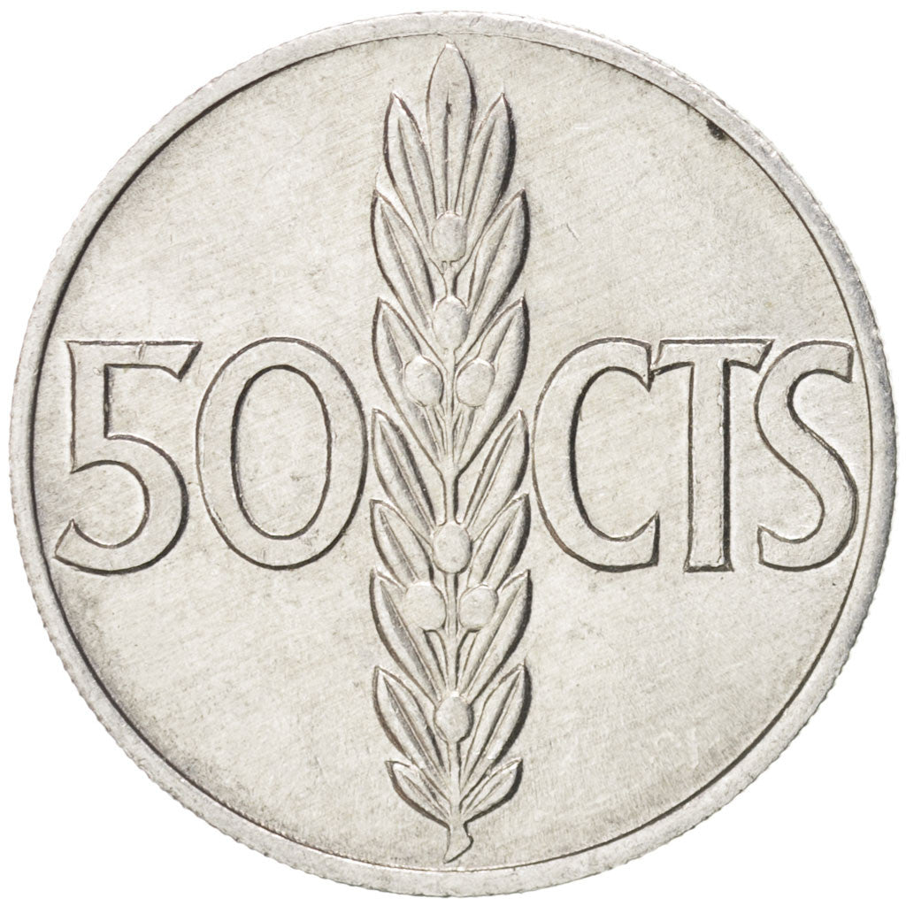 Coin, Spain, Francisco Franco, caudillo, 50 Centimos, 1967, MS(63), Aluminum