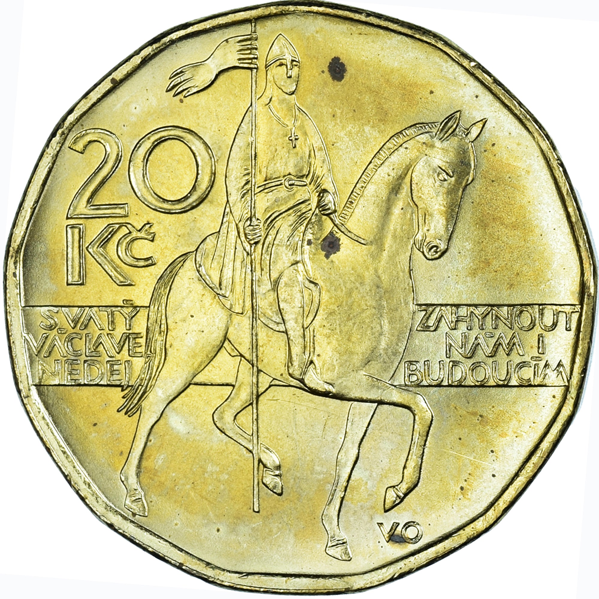 Münze, Tschechische Republik, 20 Korun, 2004, SS+, Brass plated steel, KM:5
