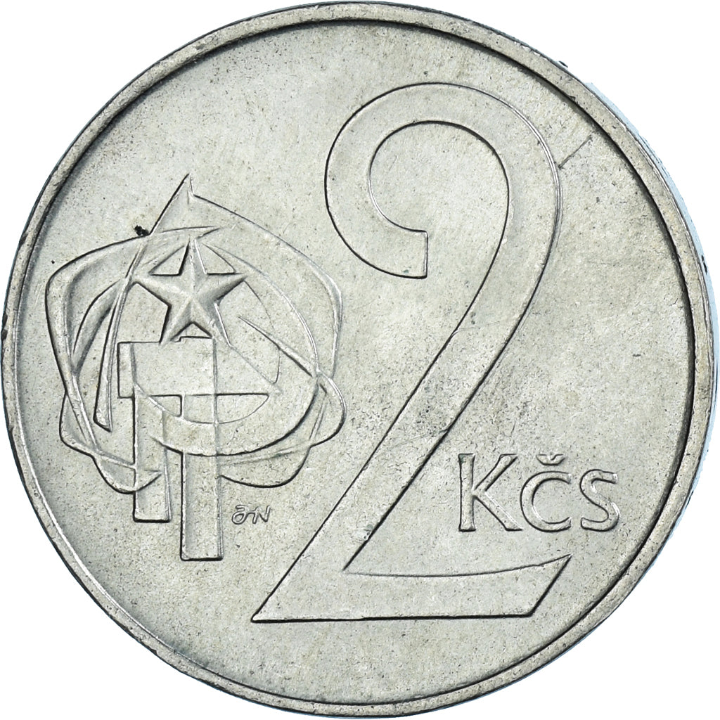 Munten, Tsjecho-Slowakije, 2 Koruny, 1990, ZF+, Cupro-nikkel, KM:75