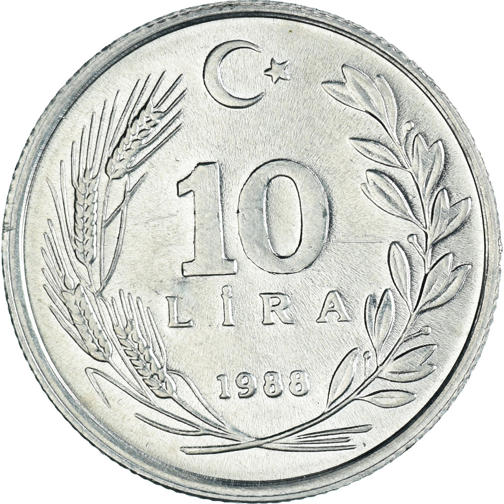 Moneta, Turchia, 10 Lira, 1988, SPL, Alluminio, KM:964