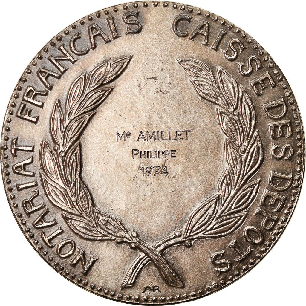 France, Medal, Notary, Notariat Français, Justinien Ier, 1974, AU(50-53)