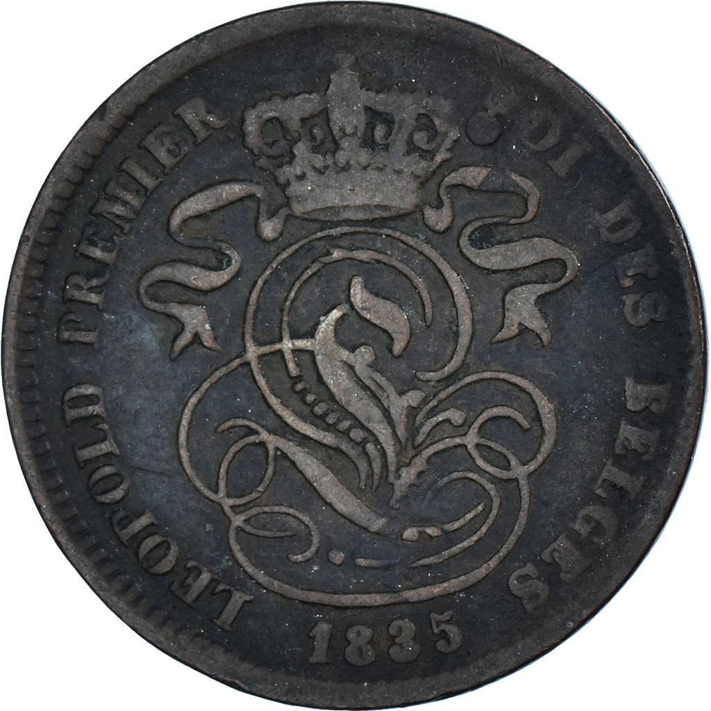 Coin, Belgium, Leopold I, 2 Centimes, 1835, Brussels, F(12-15), Copper, KM:4.1