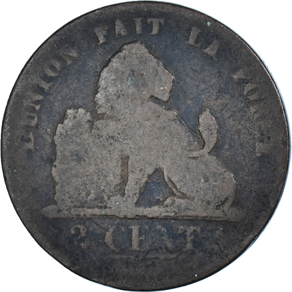 Coin, Belgium, Leopold I, 2 Centimes, 1835, Brussels, F(12-15), Copper, KM:4.1