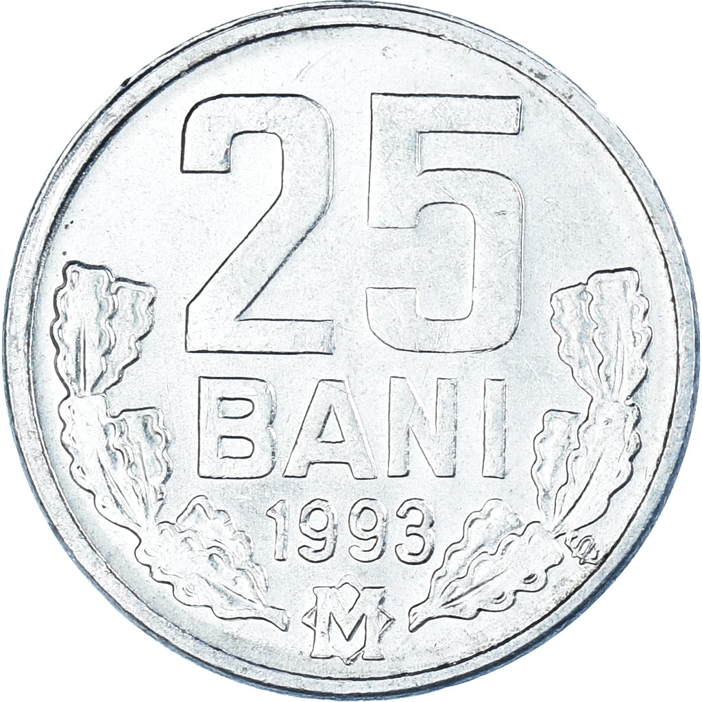 Coin, Moldova, 25 Bani, 1993, AU(55-58), Aluminum, KM:3