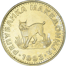 Moeda, Macedónia, 5 Denari, 1993, MS(60-62), Latão, KM:4