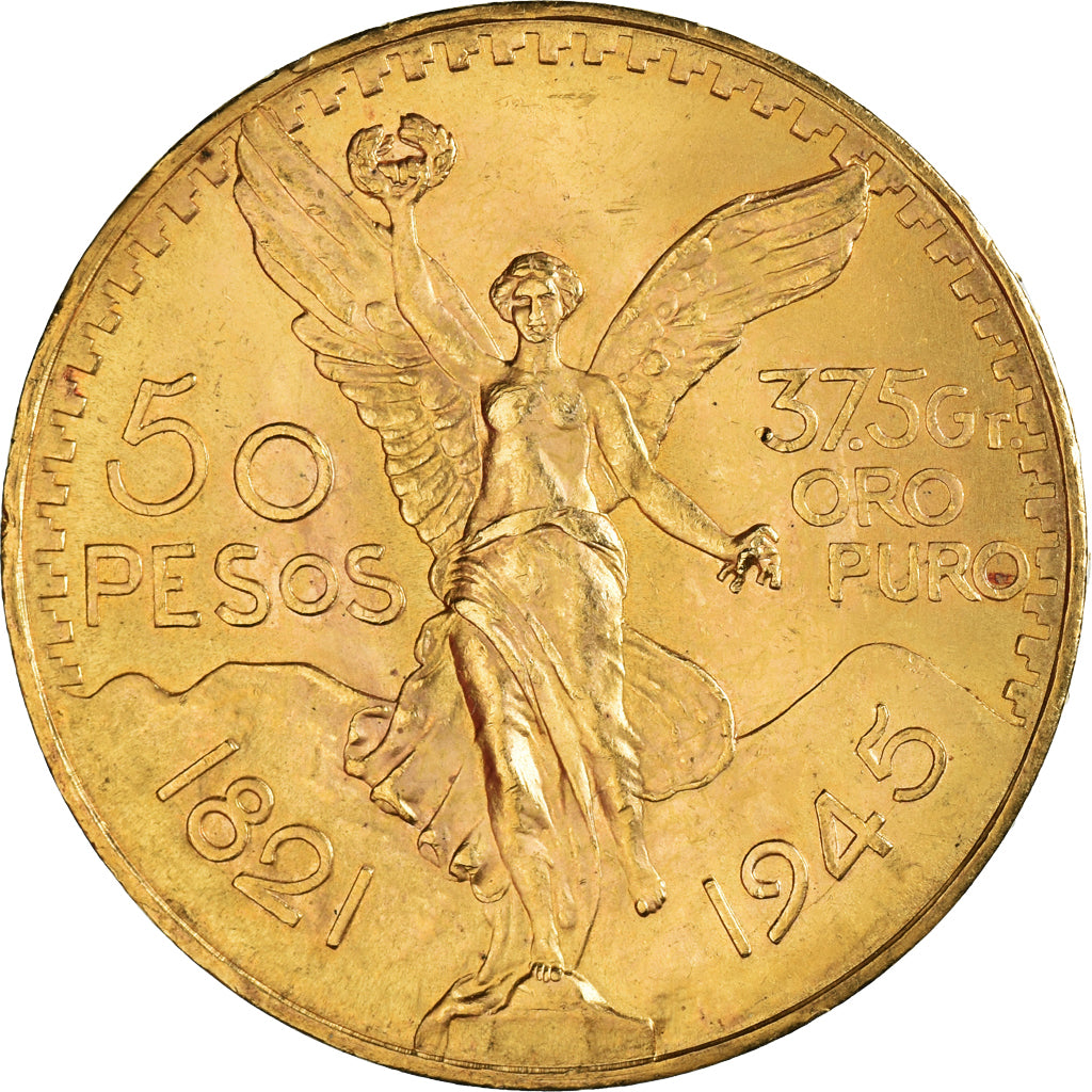 Moneda, México, 50 Pesos, 1945, Mexico City, EBC+, Oro, KM:481