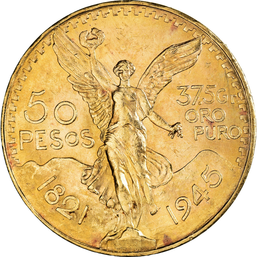 Moneda, México, 50 Pesos, 1945, Mexico City, EBC+, Oro, KM:481