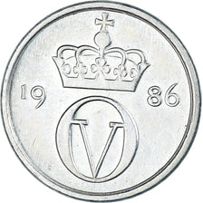 Moneta, Norvegia, Olav V, 10 Öre, 1986, SPL-, Rame-nichel, KM:416