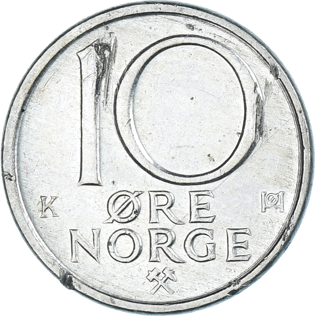 Moneta, Norwegia, Olav V, 10 Öre, 1987, VF(30-35), Miedź-Nikiel, KM:416