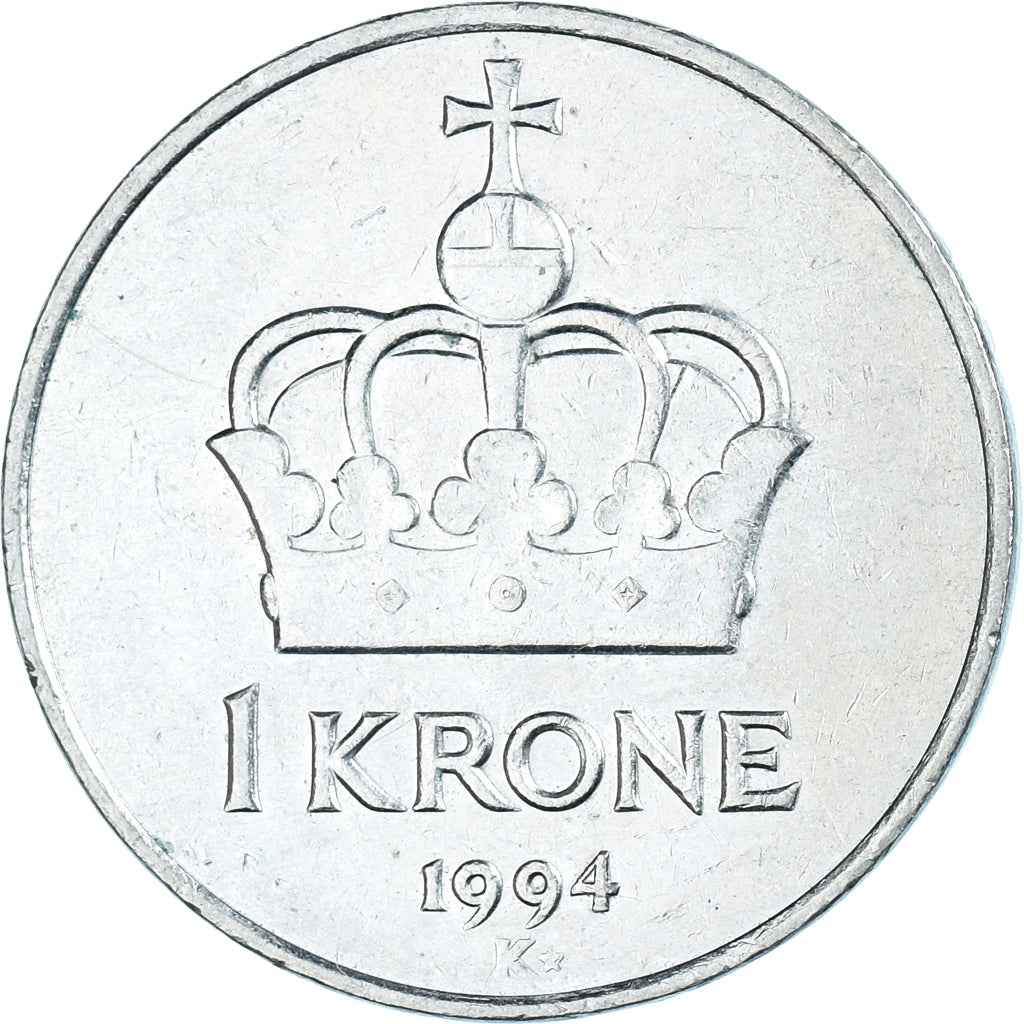 Moneta, Norwegia, Harald V, Krone, 1994, VF(30-35), Miedź-Nikiel, KM:436