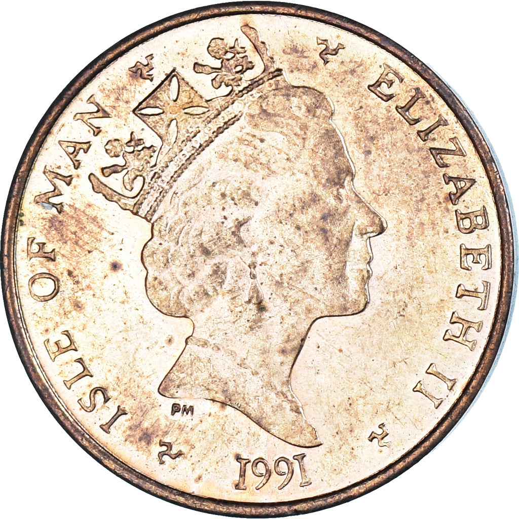 Münze, Isle of Man, Elizabeth II, Penny, 1991, VZ+, Bronze, KM:207