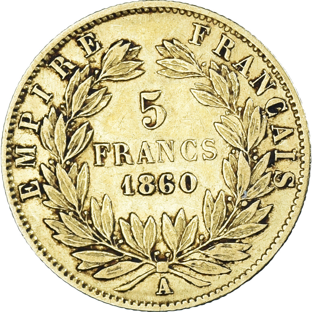 Munten, Frankrijk, Napoleon III, Napoléon III, 5 Francs, 1860, Paris, ZF, Goud