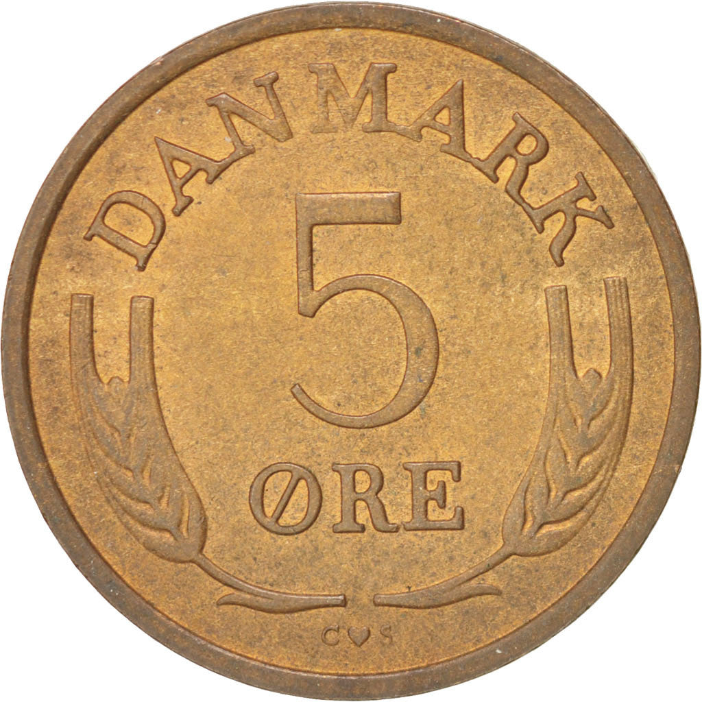 Coin, Denmark, Frederik IX, 5 Öre, 1968, Copenhagen, AU(55-58), Bronze