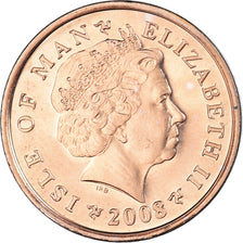 Münze, Isle of Man, Elizabeth II, 2 Pence, 2008, Pobjoy Mint, VZ, Copper Plated