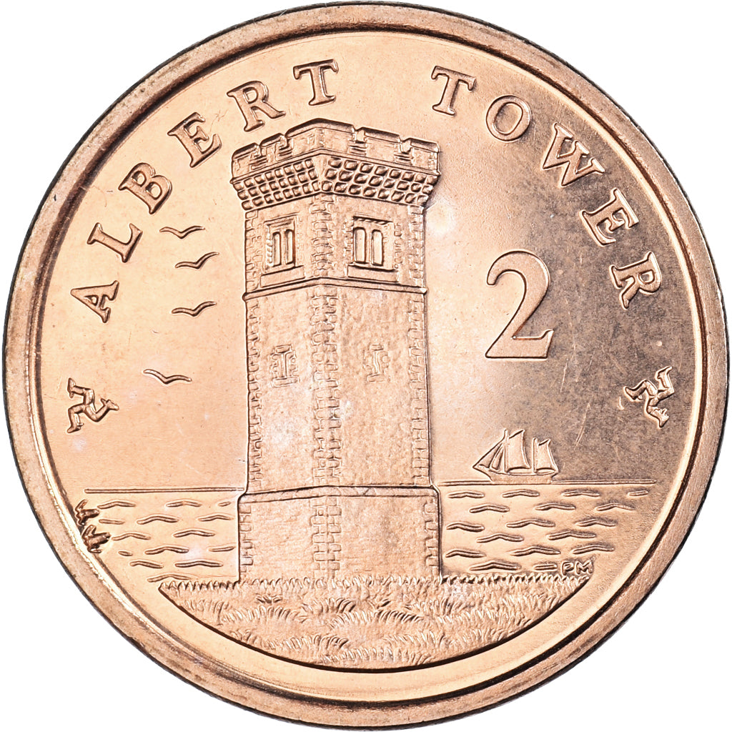 Münze, Isle of Man, Elizabeth II, 2 Pence, 2008, Pobjoy Mint, VZ, Copper Plated