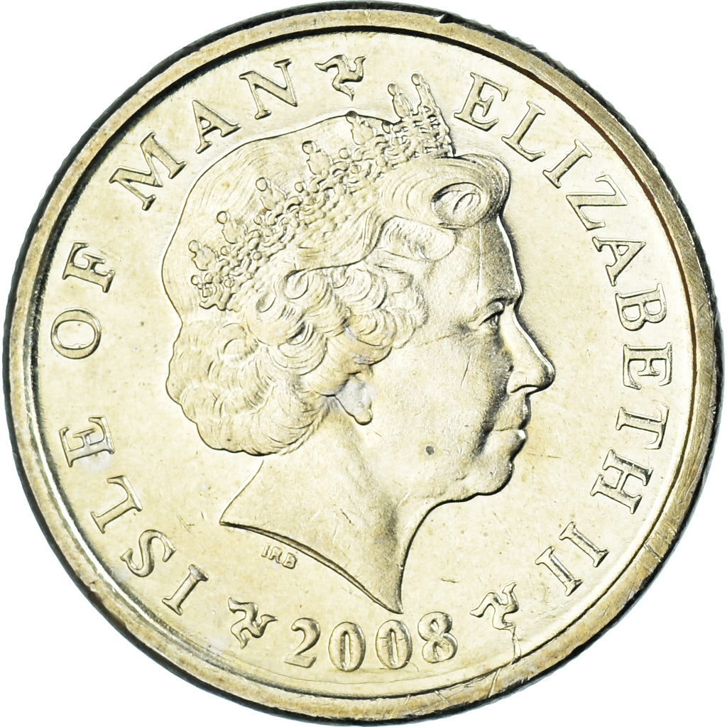 Moeda, Ilha de Man, Elizabeth II, Pound, 2008, Pobjoy Mint, AU(55-58)