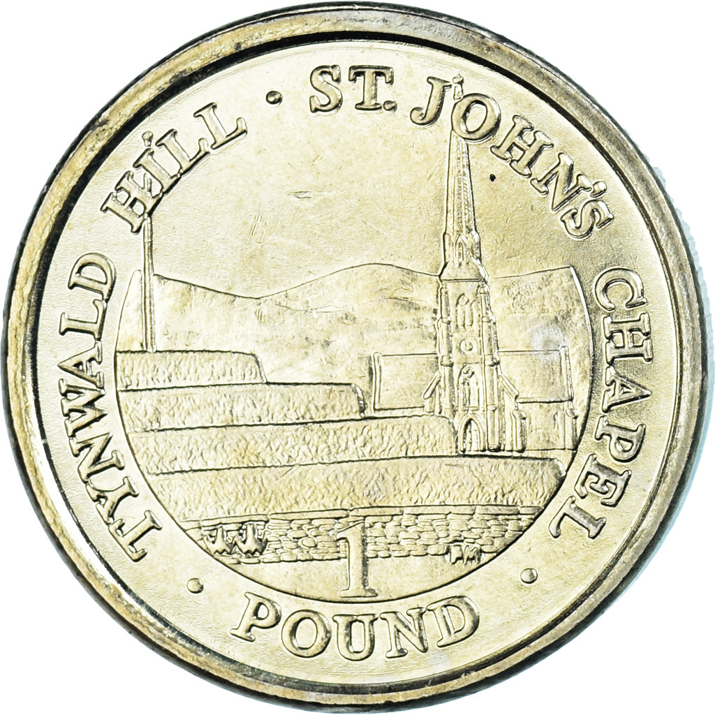 Moeda, Ilha de Man, Elizabeth II, Pound, 2008, Pobjoy Mint, AU(55-58)
