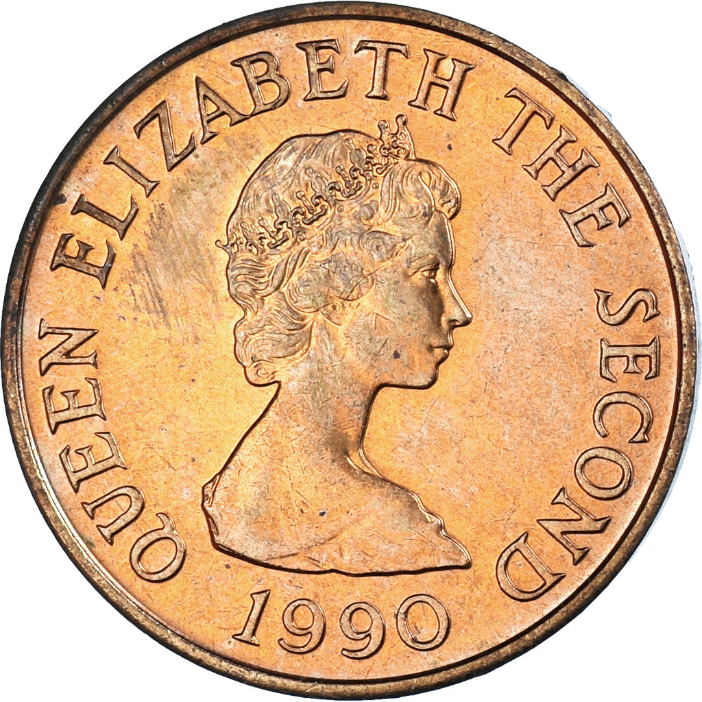 Moneda, Jersey, Elizabeth II, Penny, 1990, EBC+, Bronce, KM:54