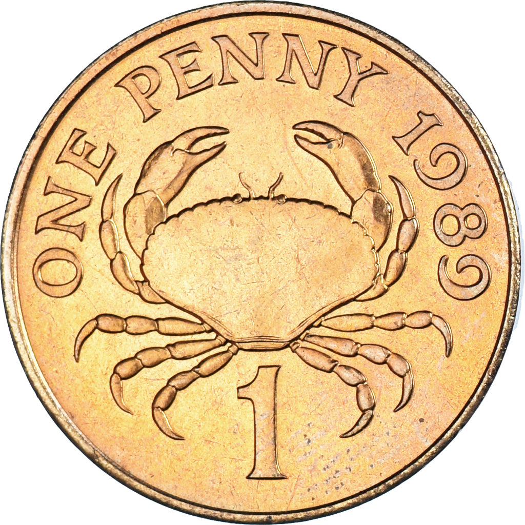 Coin, Guernsey, Elizabeth II, Penny, 1989, Heaton, MS(60-62), Bronze, KM:40