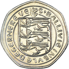 Moneda, Guernsey, Elizabeth II, 20 Pence, 1983, EBC+, Cobre - níquel, KM:38