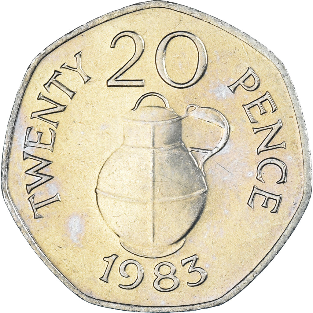 Moneda, Guernsey, Elizabeth II, 20 Pence, 1983, EBC+, Cobre - níquel, KM:38