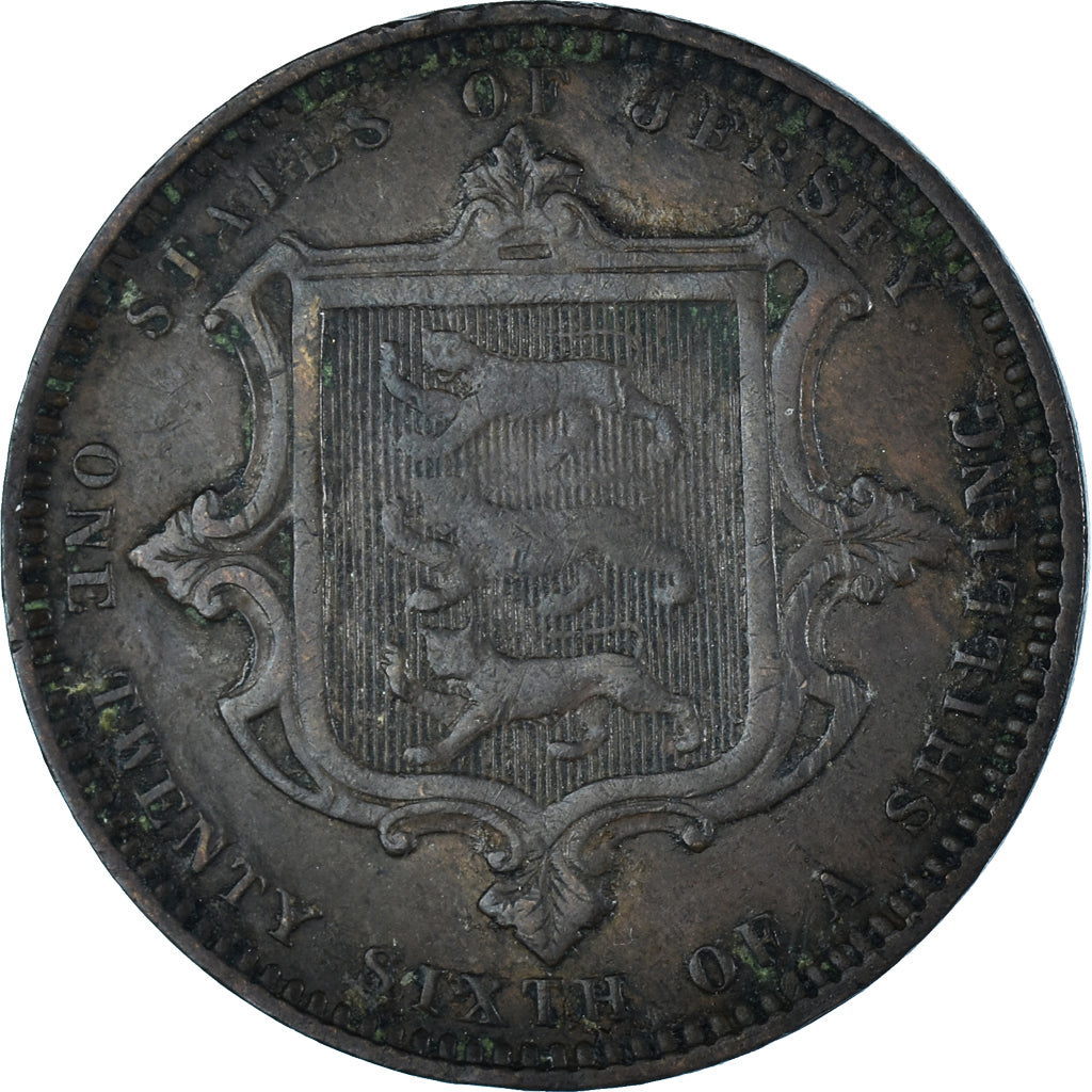 Coin, Jersey, Victoria, 1/26 Shilling, 1871, VF(20-25), Bronze, KM:4