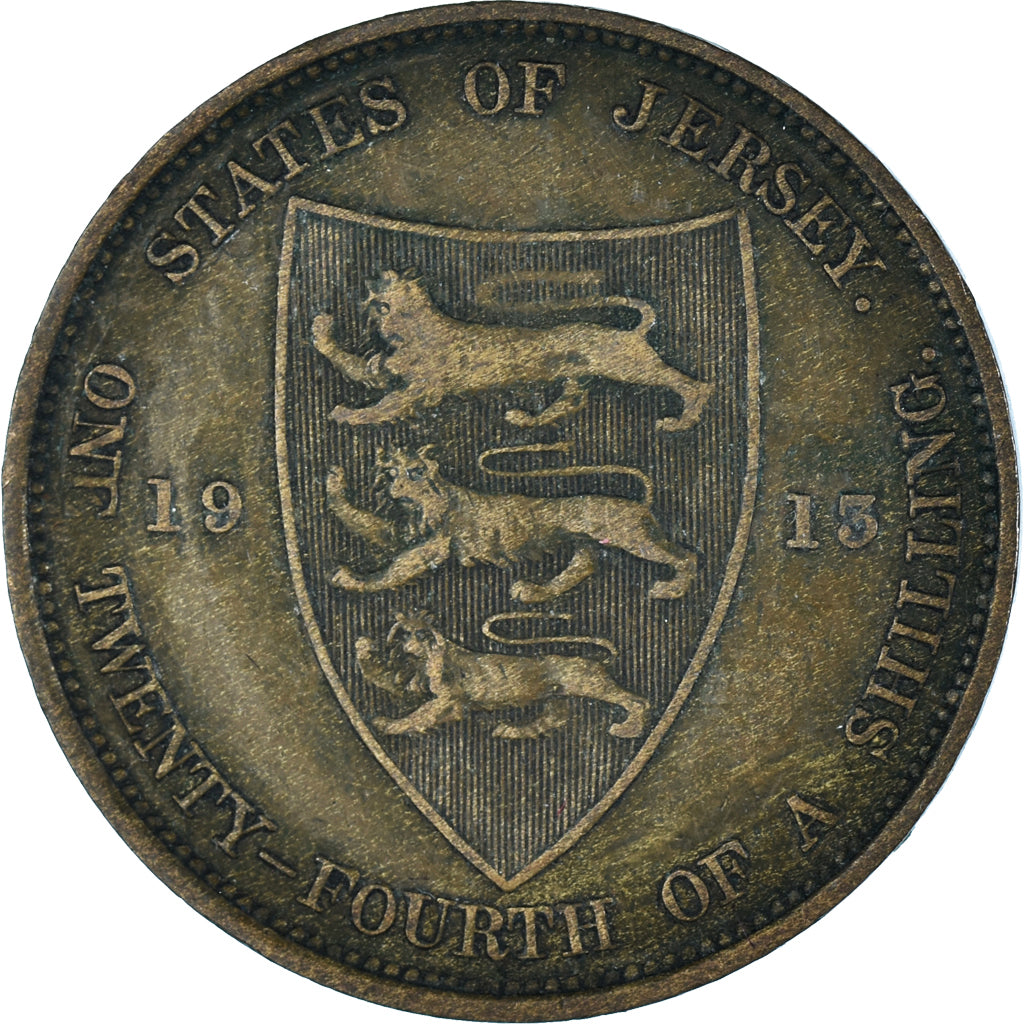 Coin, Jersey, George V, 1/24 Shilling, 1913, VF(30-35), Bronze, KM:11