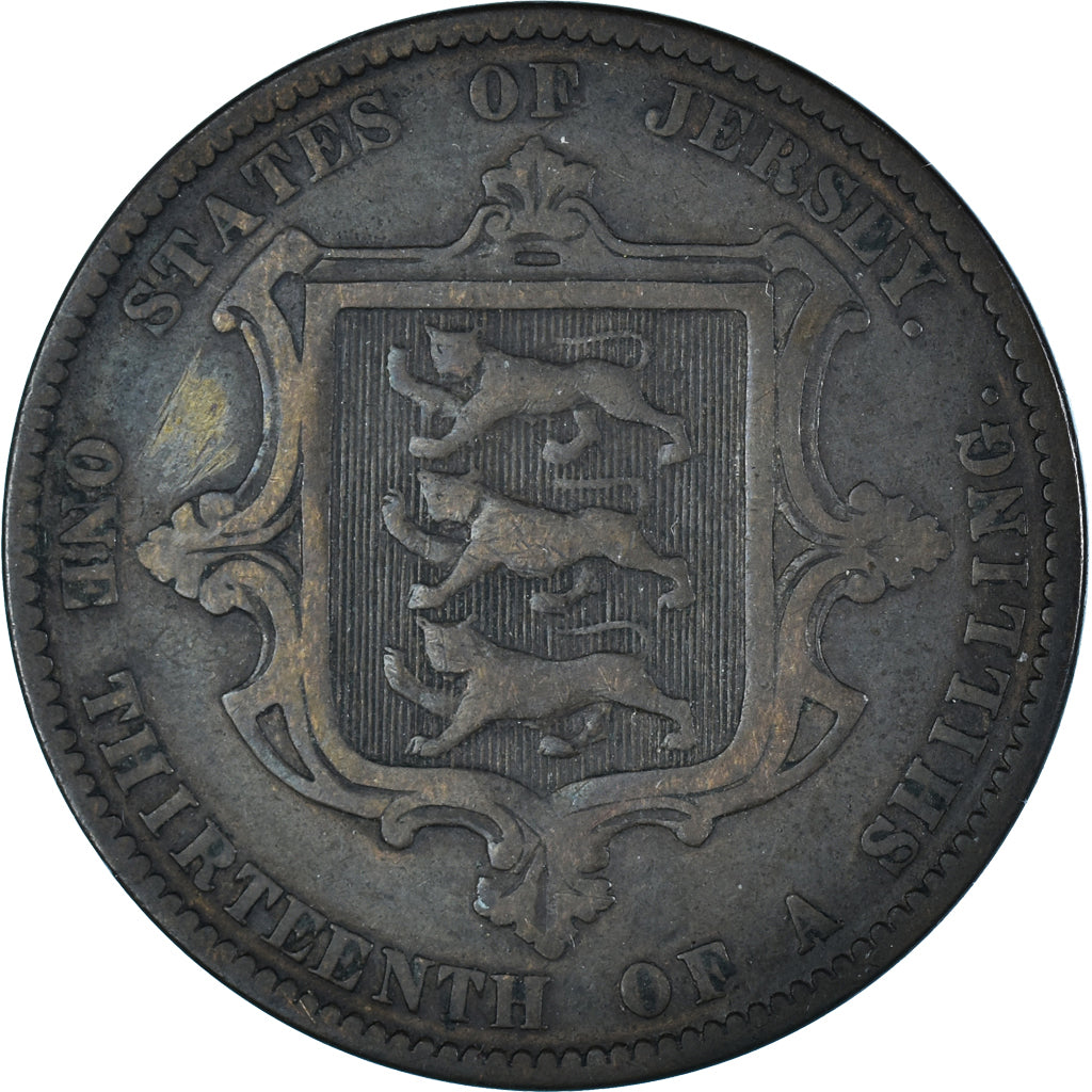 Coin, Jersey, Victoria, 1/13 Shilling, 1870, VF(20-25), Bronze, KM:5