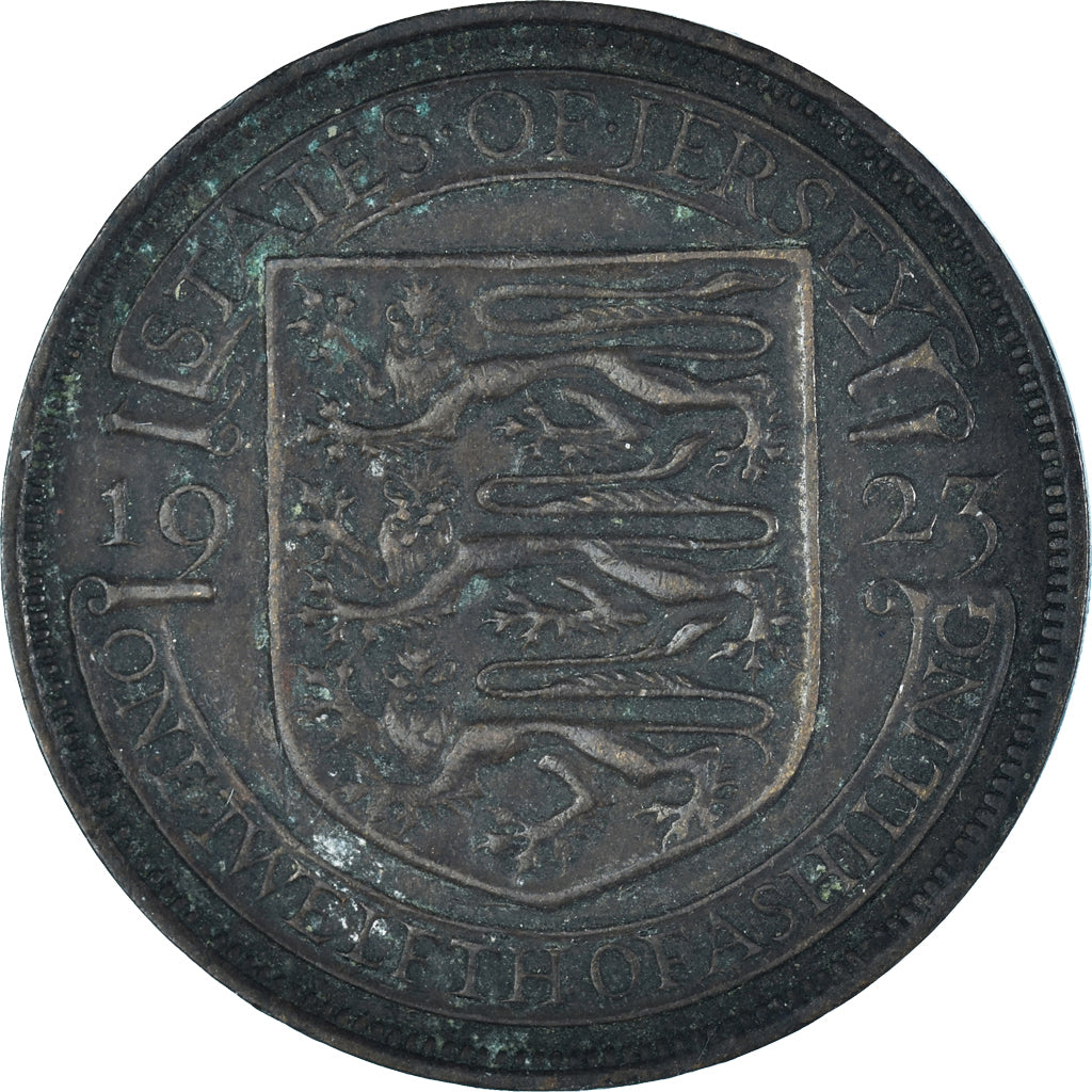Moneda, Jersey, George V, 1/12 Shilling, 1923, BC+, Bronce, KM:14