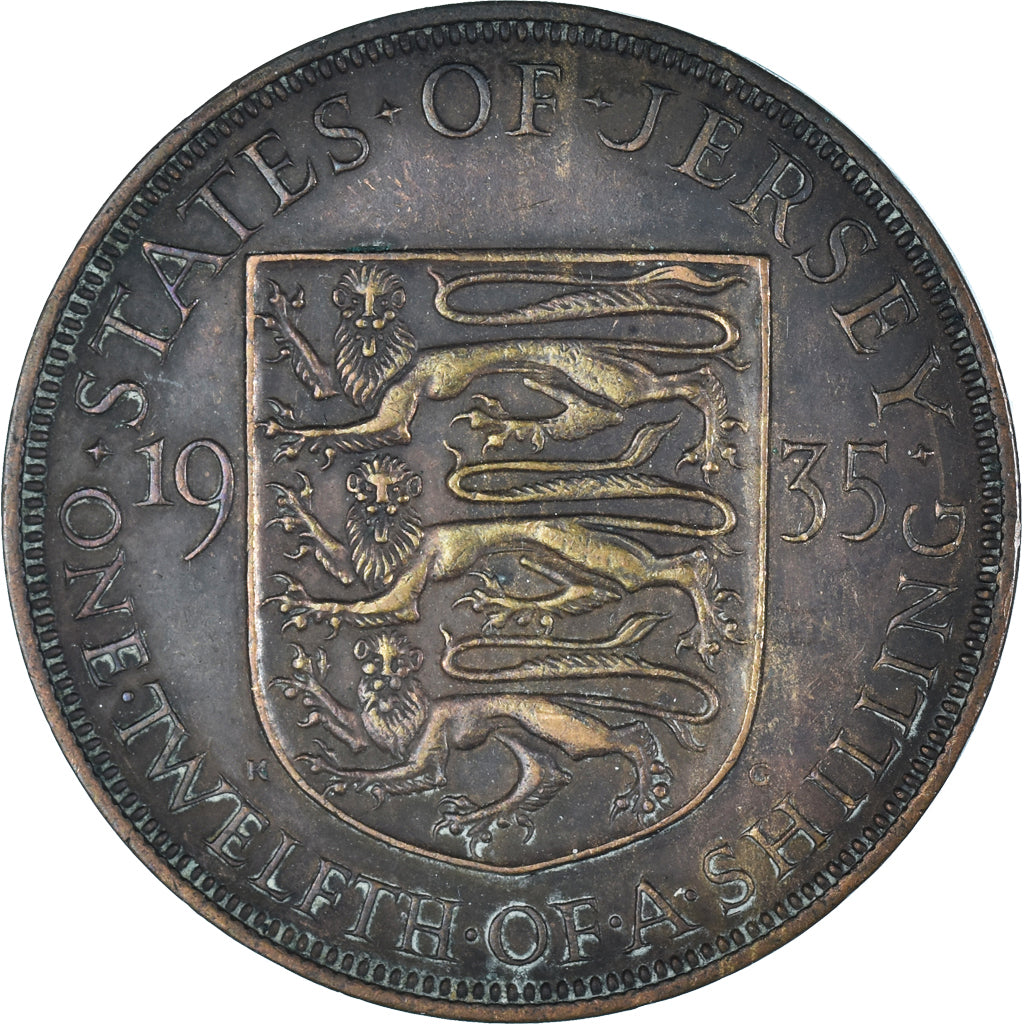 Coin, Jersey, George V, 1/12 Shilling, 1935, VF(30-35), Bronze, KM:16
