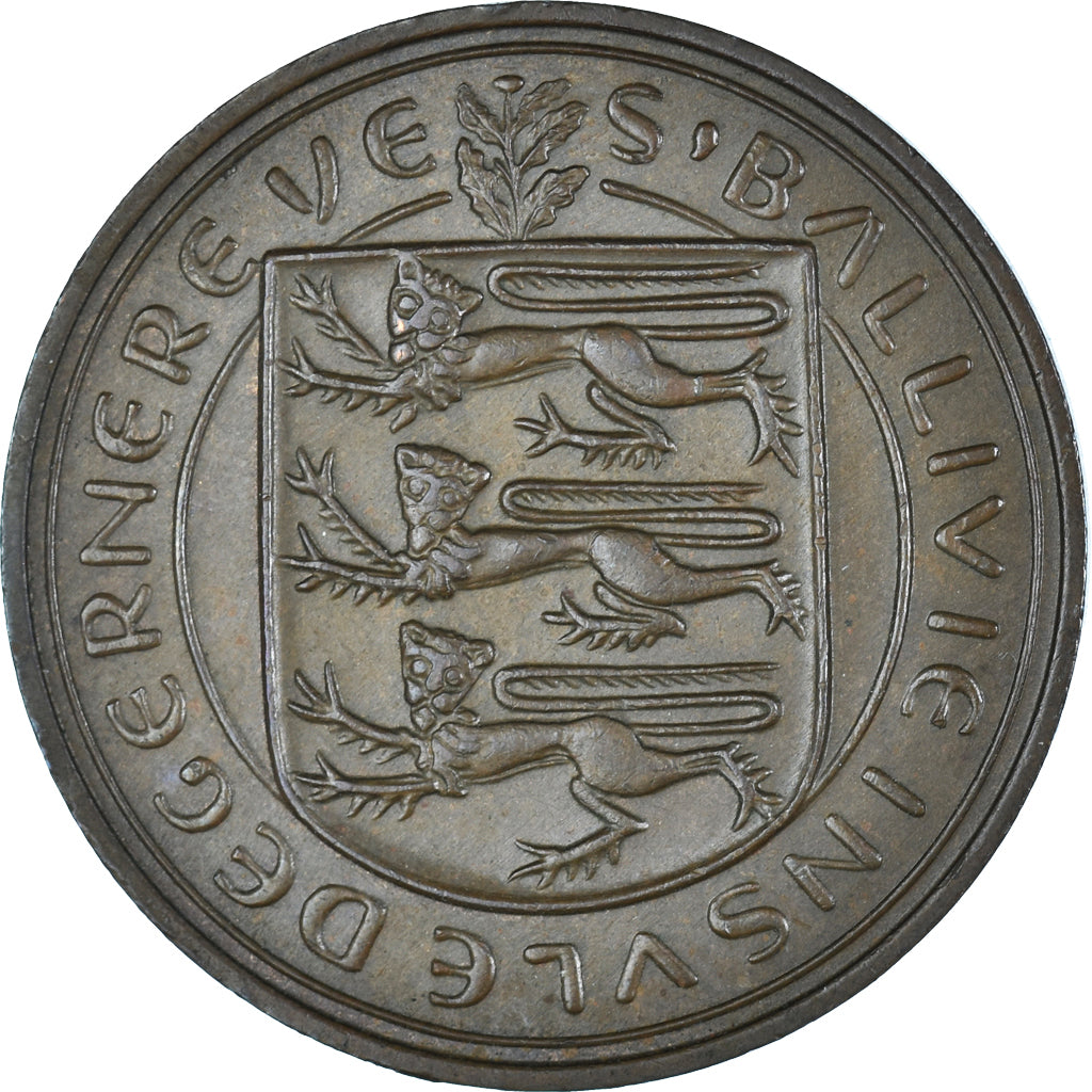Coin, Guernsey, Elizabeth II, 8 Doubles, 1959, AU(50-53), Bronze, KM:16