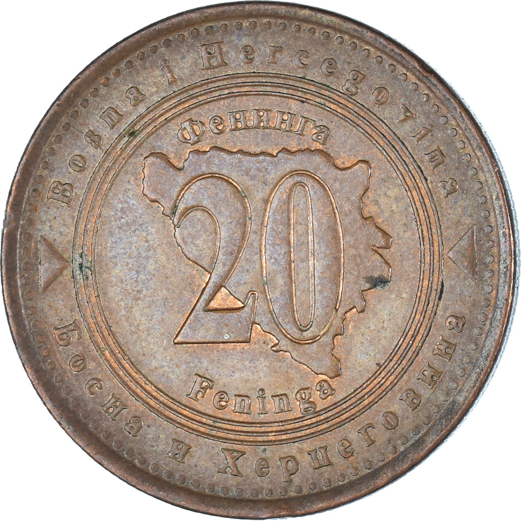 Moneda, Bosnia - Herzegovina, 20 Feninga, 1998, British Royal Mint, MBC, Cobre