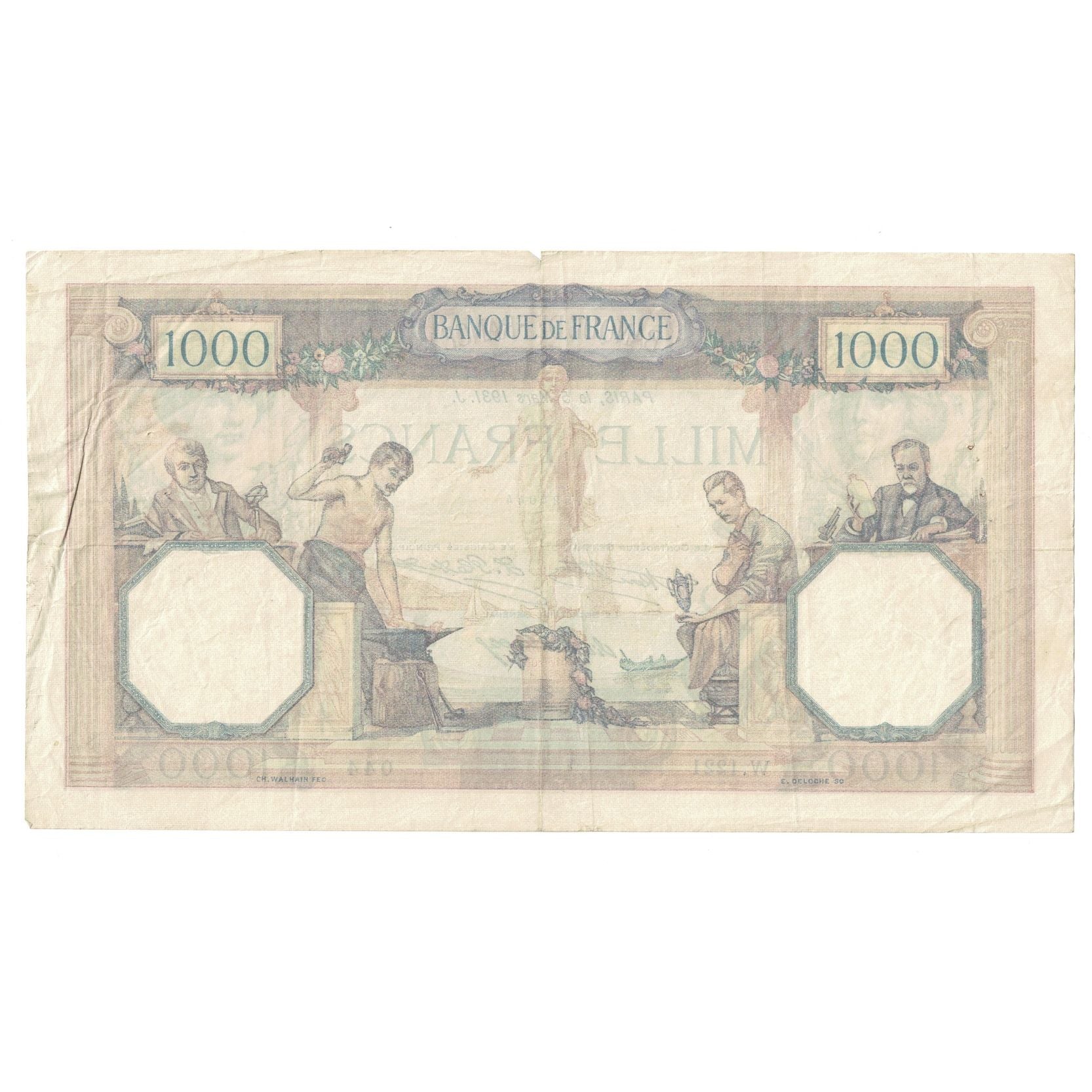 França, 1000 Francs, Cérès et Mercure, 1931, 1931-03-05, EF(40-45)