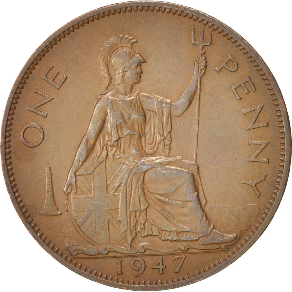 Coin, Great Britain, George VI, Penny, 1947, AU(50-53), Bronze, KM:845
