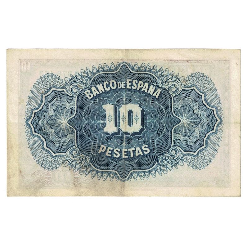 Billete, 10 Pesetas, 1935 (1936), España, KM:86a, BC+