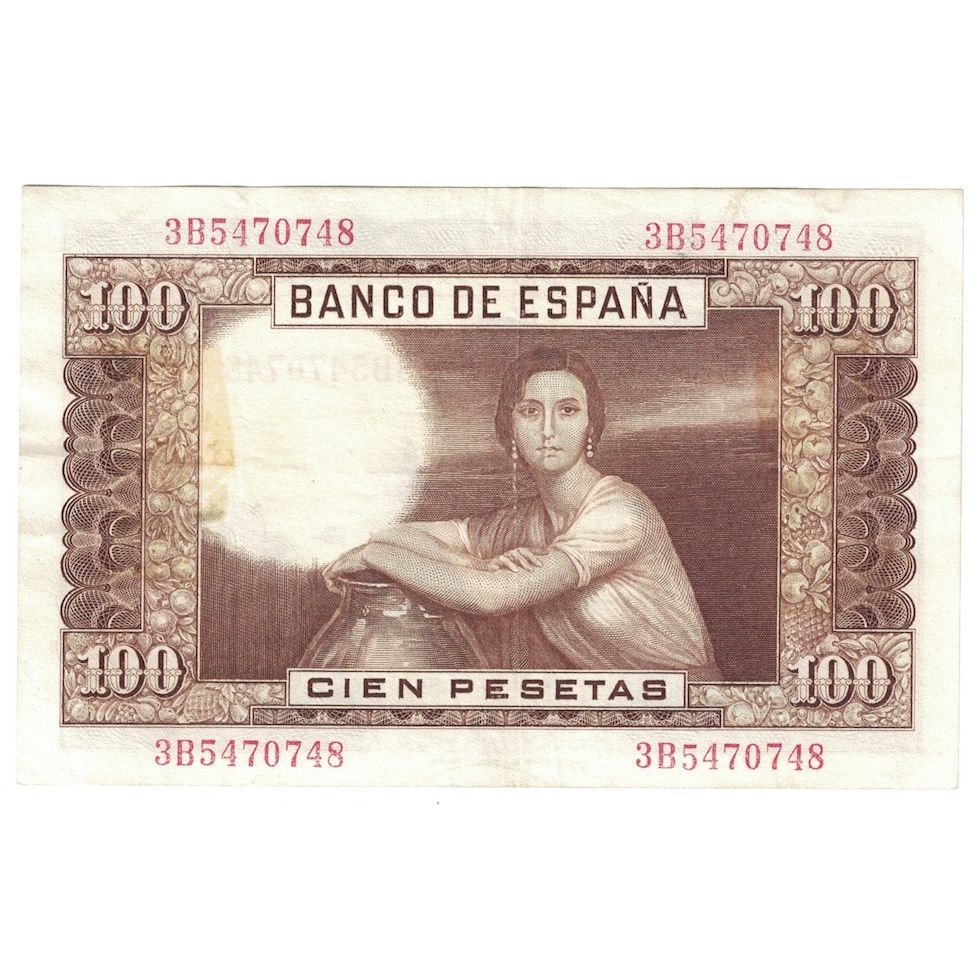 Banknote, Spain, 100 Pesetas, 1953, 1953-04-07, KM:145a, AU(50-53)