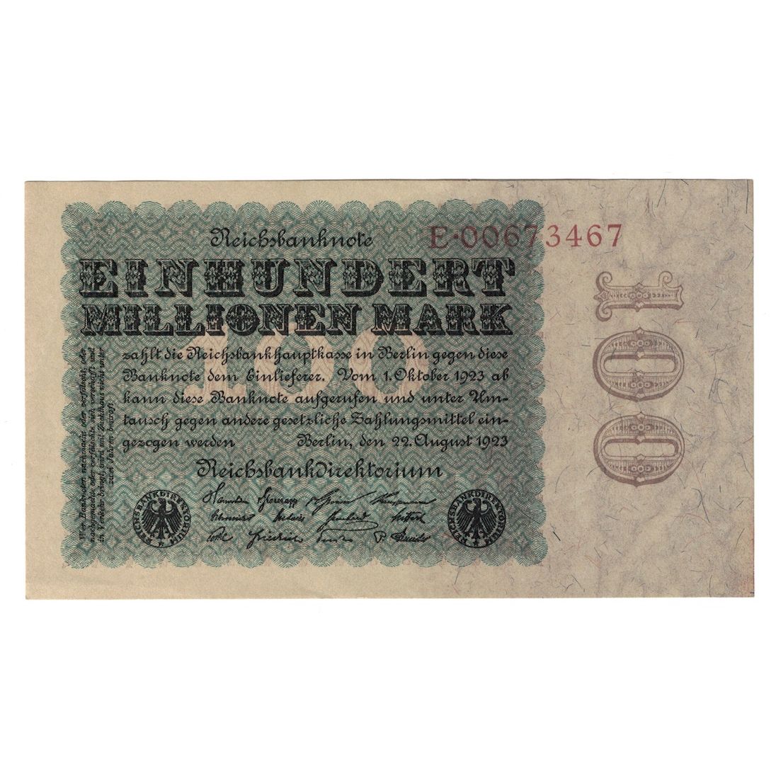Banknote, Germany, 100 Millionen Mark, 1923, KM:107d, UNC(60-62)