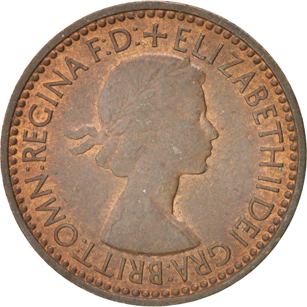Great Britain, Elizabeth II, Farthing, 1953, AU(50-53), Bronze, KM:881