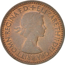 Great Britain, Elizabeth II, Farthing, 1953, AU(50-53), Bronze, KM:881