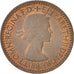 Great Britain, Elizabeth II, Farthing, 1953, AU(50-53), Bronze, KM:881