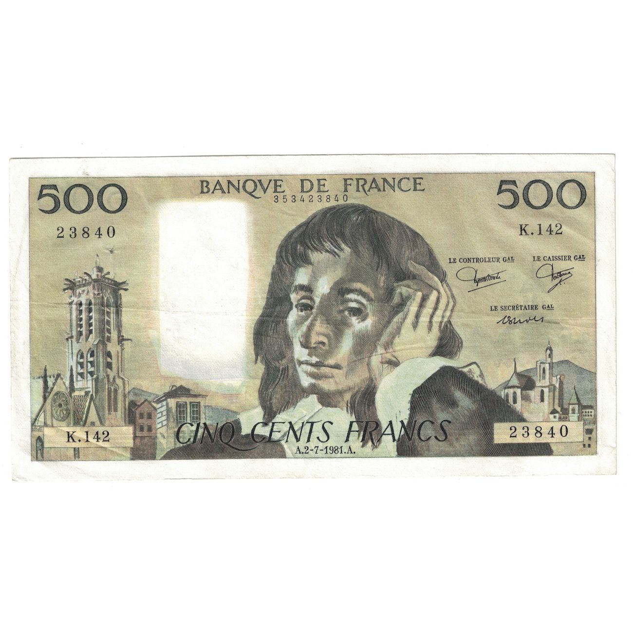Frankrijk, 500 Francs, Pascal, 1981, 1981-07-02, TTB+, Fayette:71.25, KM:156e
