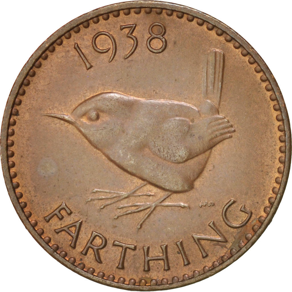 Gran Bretagna, George VI, Farthing, 1938, SPL-, Bronzo, KM:843