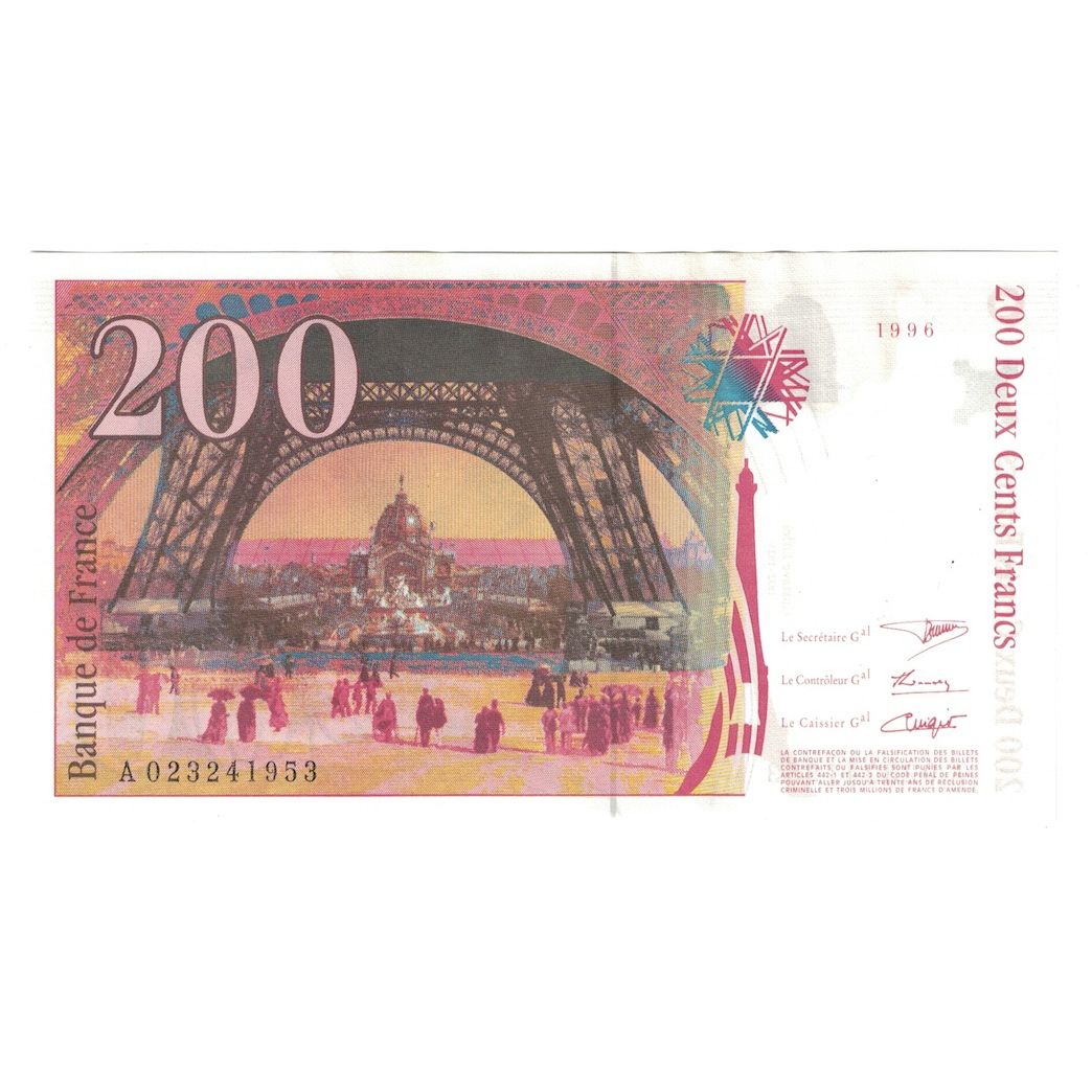 Frankrijk, 200 Francs, Eiffel, 1996, SUP, Fayette:75.2, KM:159a