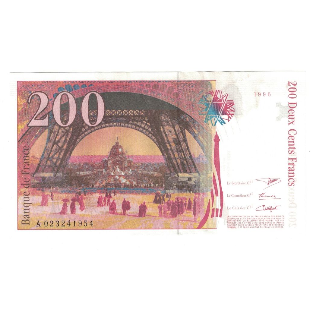 França, 200 Francs, Eiffel, 1996, AU(55-58), Fayette:75.2, KM:159a